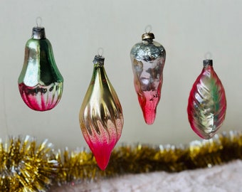 Vintage Christmas baubles with gradient design, Frosted glass ornaments, Retro Christmas decorations, Xmas tree decor