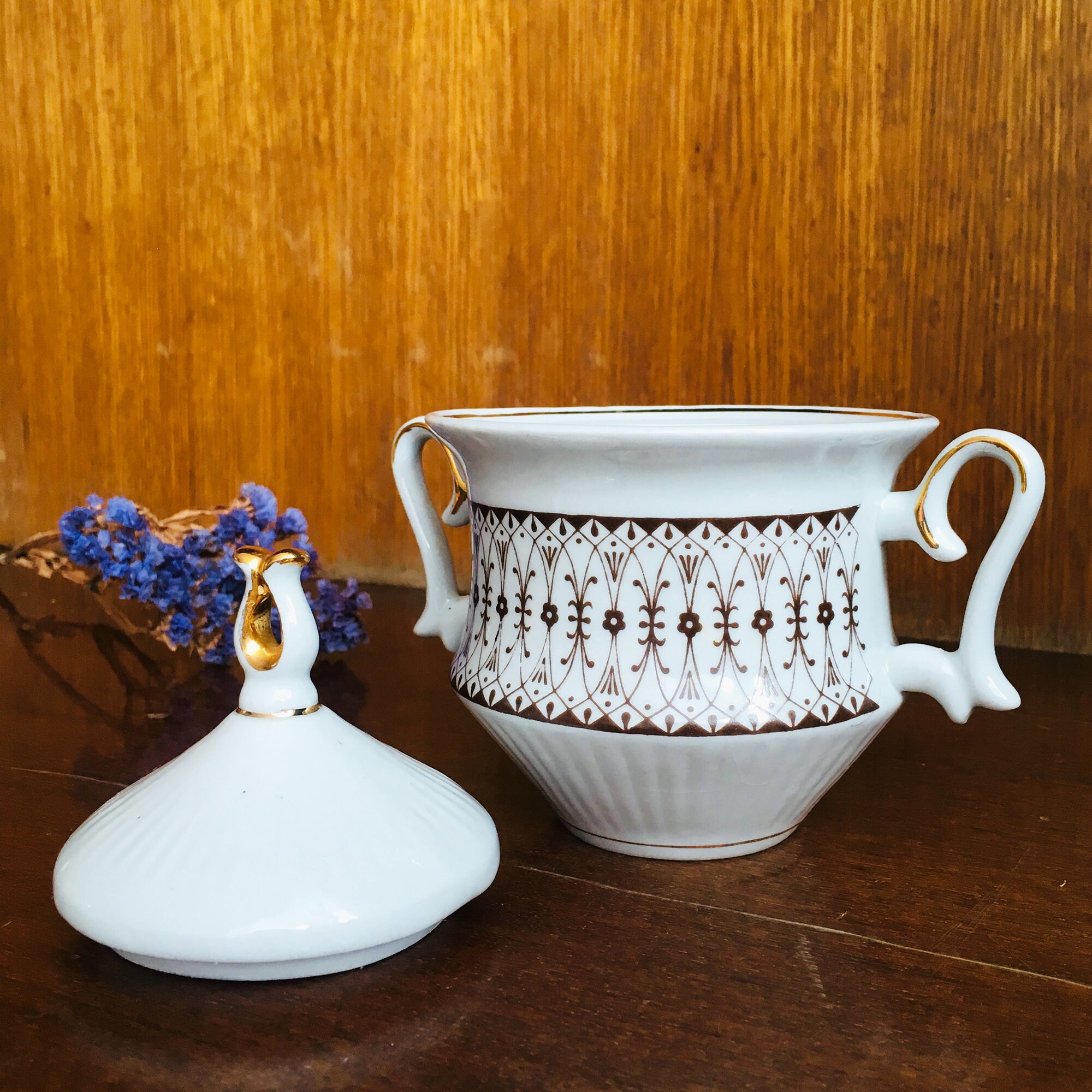 Vintage china sugar bowl with lid Ceramic lidded sugar jar Etsy