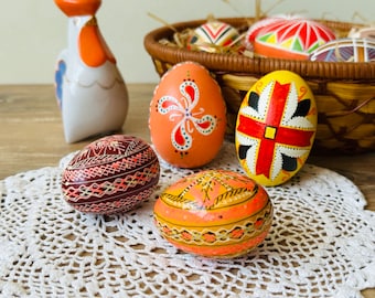 Pysanka Ukrainian Easter eggs, Hand-painted decorative Easter egg, Wooden Easter decoration, Made in Ukraine