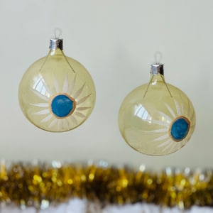 Vintage Glass Christmas Balls: Hand-Painted Floral Ornaments, Set of 2