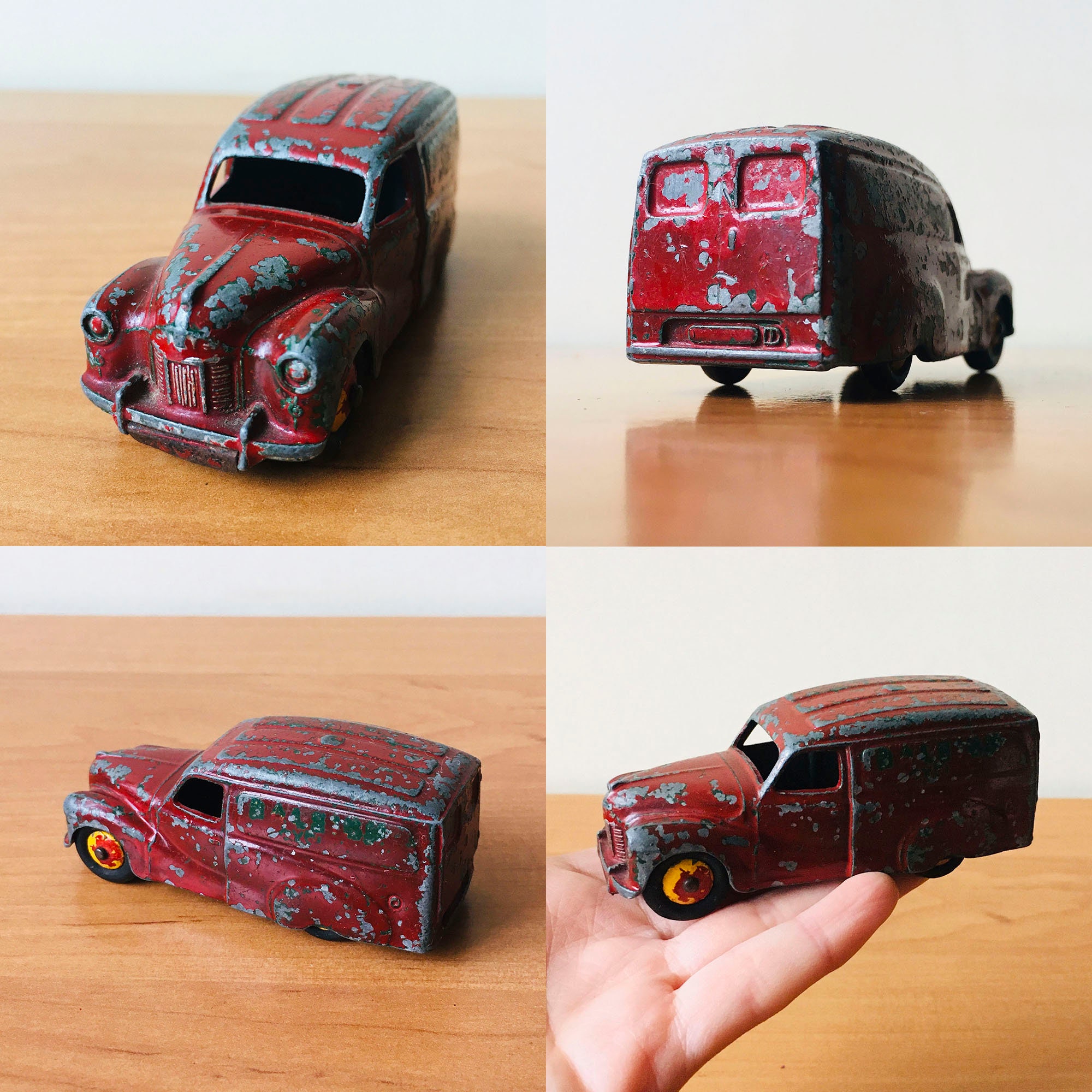 Three Dinky Toys Austin vans, comprising No. 470 'Shell', No. 471 'Nestlé