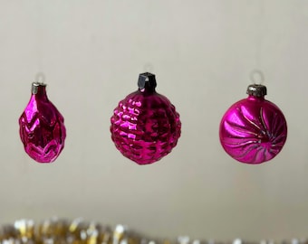 Vintage Pink Glass Ornament, Retro Christmas Bauble, Xmas Tree Decor, Antique Nostalgic Holiday Gift