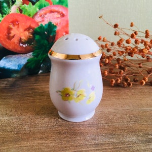 Vintage ceramic salt shaker, Floral salt cellar, Ukrainian dinnerware, Retro spice storage, Salt keeper