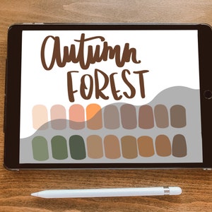Autumn Forest Procreate Color Palette, Brown Camel Green, Woods Colors, Dark Woods Swatch