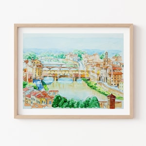 Italy Firenze travel watercolor print, Italy Firenze  travel watercolor wall art, Travel watercolor print, City skeches watercolor print
