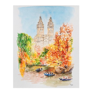 New York, Central Park travel watercolor print, Central Park travel watercolor wall art, City skeches watercolor print, Travel Print