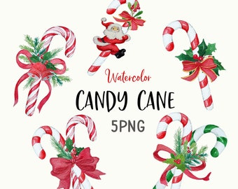 Christmas Candy watercolor Clipart, Christmas Candy cane watercolor print, Candy cane Clipart, Candy Clipart, candy watercolor, Winter image