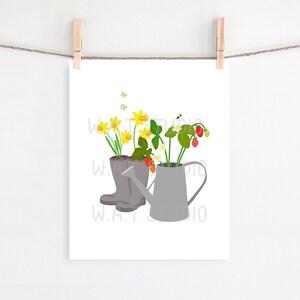 Wild flower Clipart, Wild flower digital prints, Gardening Wall art, Garden digital clipart, Home decor, Wall art, Nursery prints