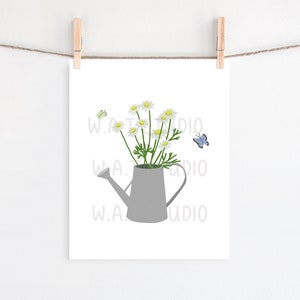 Wild flower Clipart, Gardening digital Clipart, Chamomile digital prints, Chamomile digital wall art, Spring Gardening prints, Home decor