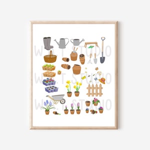 Gardening tools prints, Gardening tools digital prints, Gardening wall art, Gardening wall art, Gardening wall art, Home decor, Wall decor