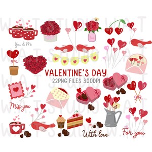 Valentine&#39;s day clipart, Hearts Valentine&#39;s day  prints, Love Valentine&#39;s day wall art, Valentines day love clipart, Love