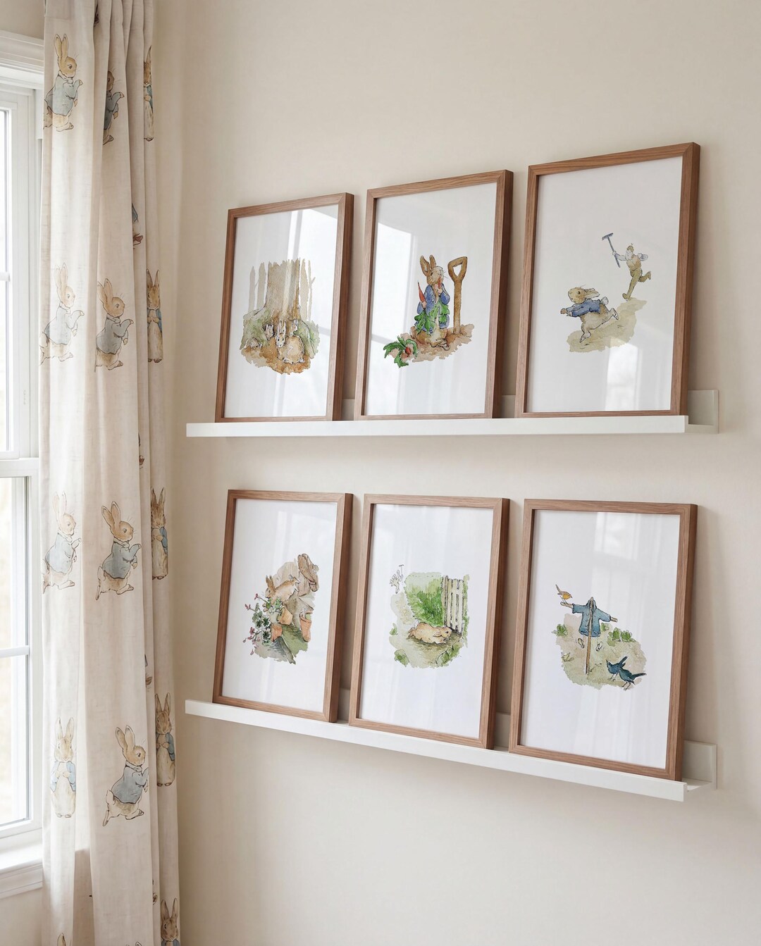 Rabbit Nursery Wall Art Set of 6, Vintage Bunny Prints, Woodland Animal ...
