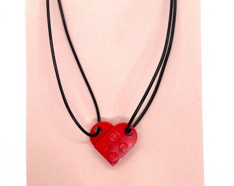 LEGO Heart Necklace Two Necklace Set Made From Real LEGO® bricks BFF Valentine Red