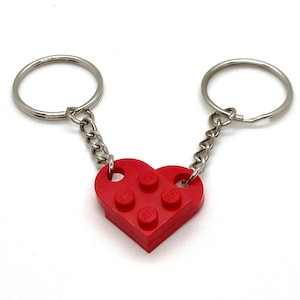 Heart Keychain Set Made From Real LEGO® bricks BFF Valentine 2 Piece Red
