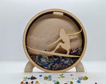 Surfer Girl Shadow Box for Rocks Teeth Agates Sand Beach Glass Treasures FL HI CA Vacation Decor Tooth Trip Swim Wave