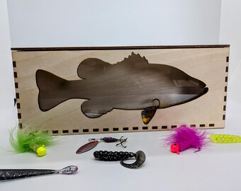 Bass Fish Shadow Box Angeln Urlaub Momento Halter Lure