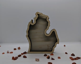 Michigan Lower Peninsula Shadow Box for Rocks Agates Sand Beach Glass Treasures MI  Vacation Decor