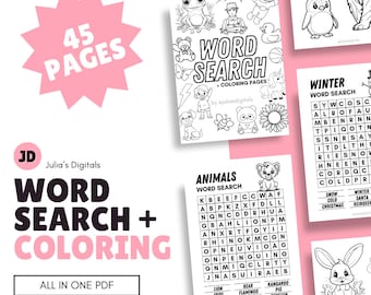 Children's Word Search + Coloring Pages, Printable Children's Activities