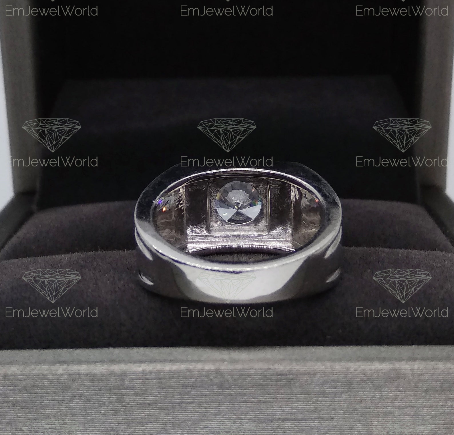 Man Moissanite Ring Argentium Silver Moissanite Ring Etsy