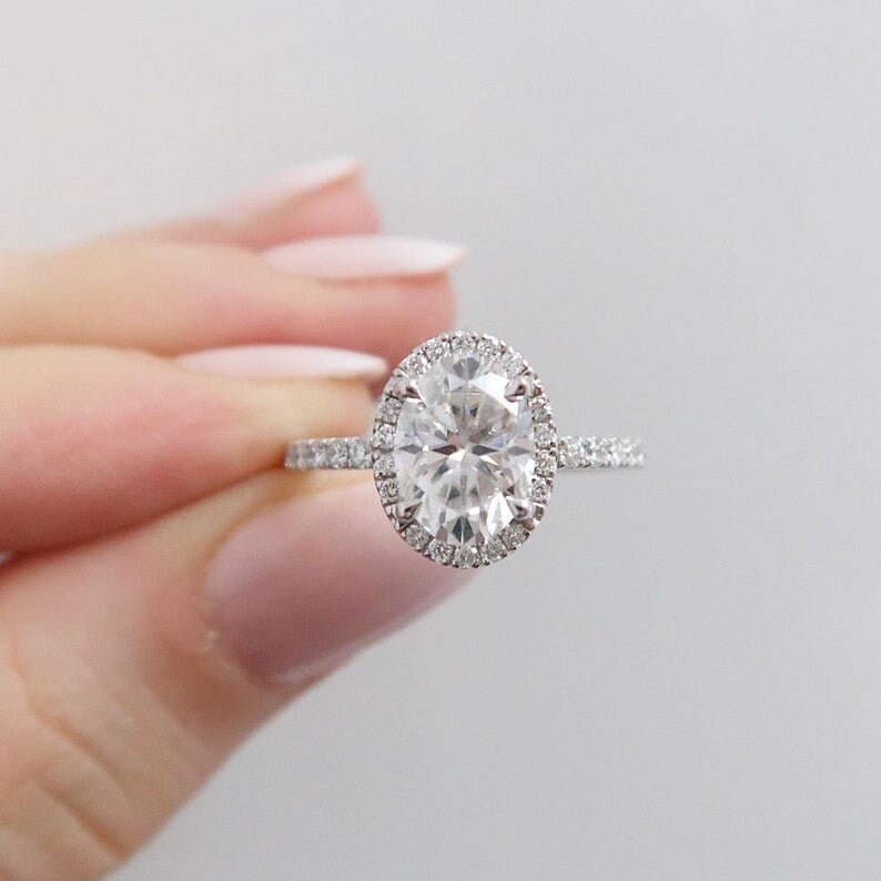 Blue Oval Cut Art Deco Engagement Diamond Ring Vintage Wedding Ring For Women Dainty Diamond 935 Argentium Silver Ring For Ladies