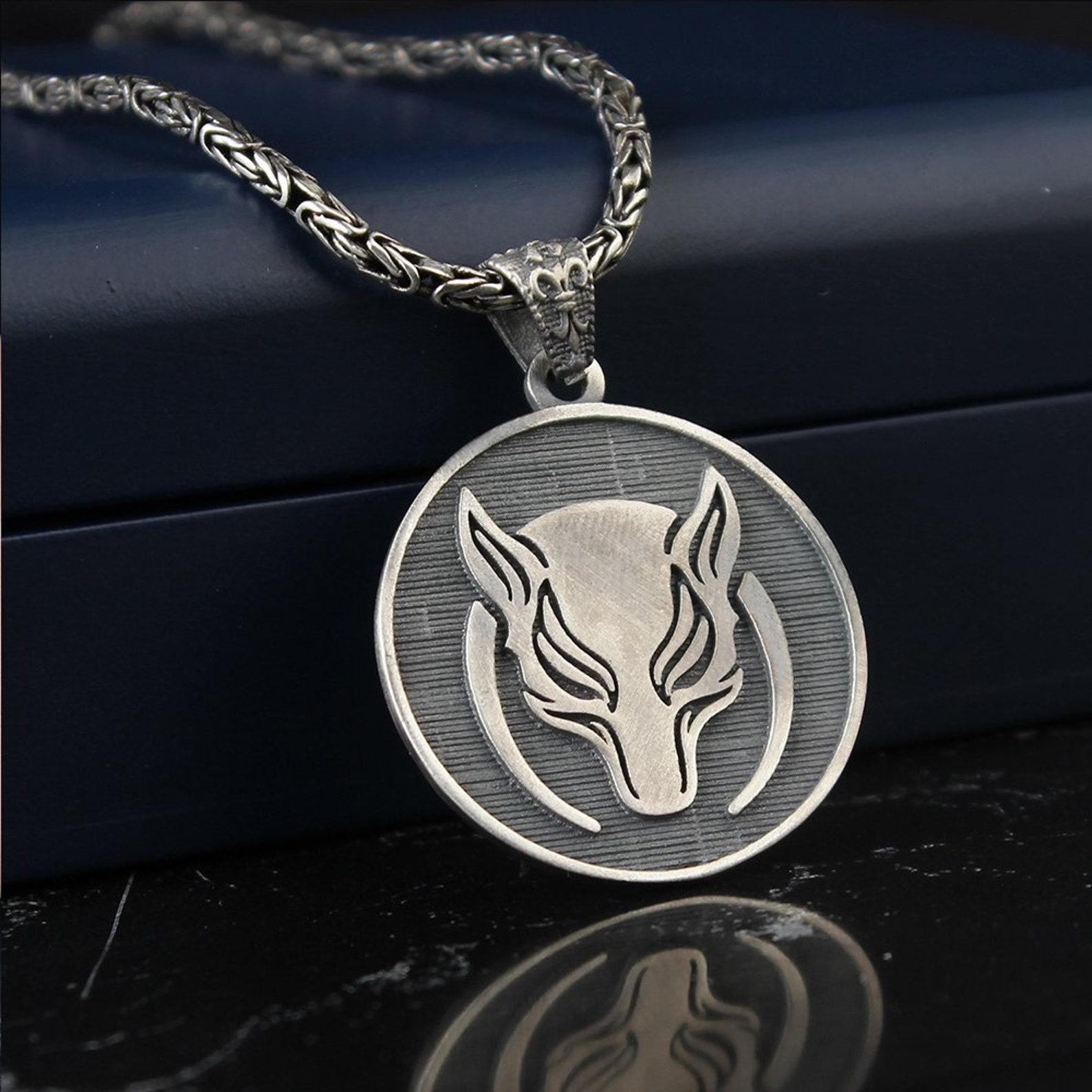 Mens wolf pendant necklace Clearance
