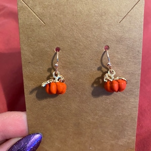 Orange Pumpkin Drop Earrings