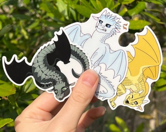 Wings of Fire Stickers - Moonwatcher / Qibli / Winter / Peril / Turtle / Gloss Vinyl Stickers