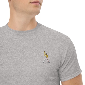 Freddie Mercury Embroidered Crew Neck T-Shirt - &quot;We Will Rock You&quot;