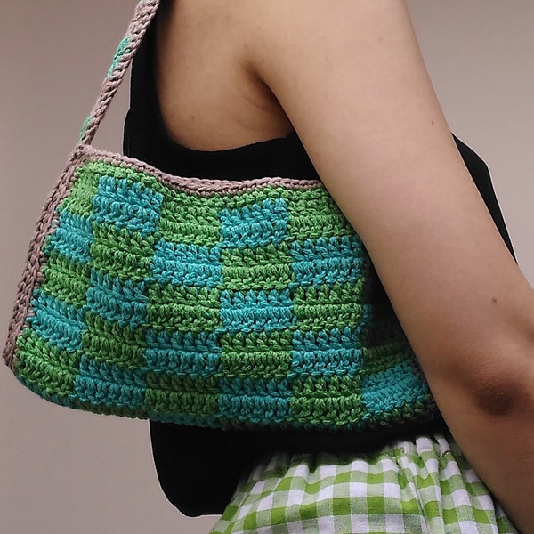 Sac à main Barbara - Modèle de crochet PDF Sac à main floral à carreaux