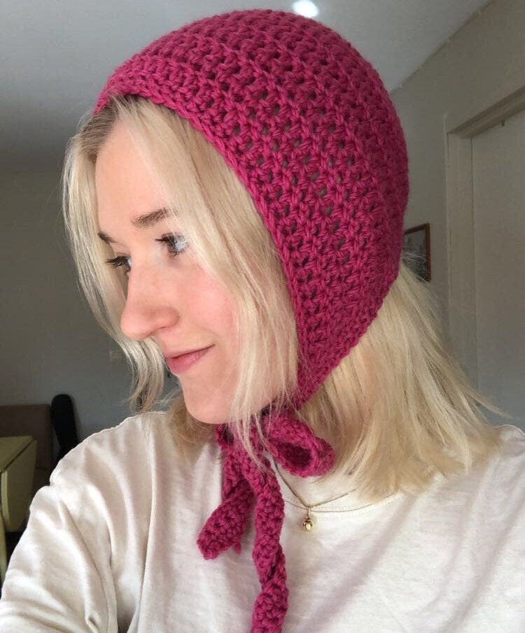 帽子 OVERRIDE PAPER CROCHET BONNET Crochet Bonnet, Granny Square Bonnet, Bohemian Bonnet Hat