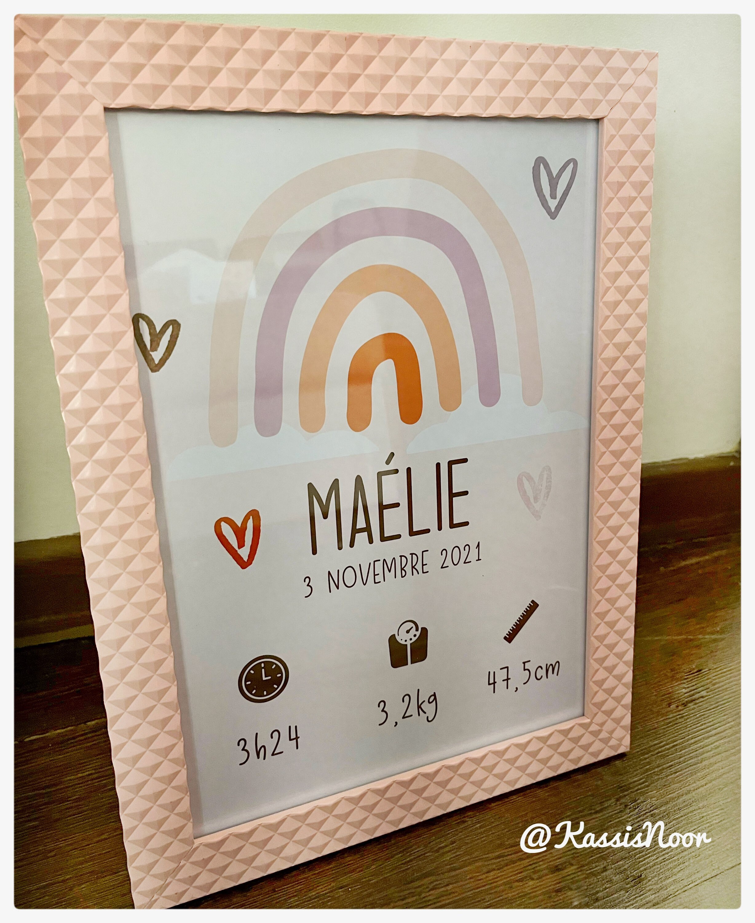 Cadre Affiche de Naissance Personnalisable | Cadeau Bébé Idée Cadeau Bébé