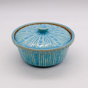 Vintage McCoy Aqua Blue Small Lidded Casserole | Mid-Century Kitchenware | Turquoise Covered Dish | Retro Kitchen Container |Trinket Dish