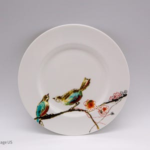Lenox &quot;Chirp&quot; Simply Fine Salad Plate | Luncheon Plate | Everyday Bone China | Bird Motif Tableware | Nature Inspired Gallery Wall Decor