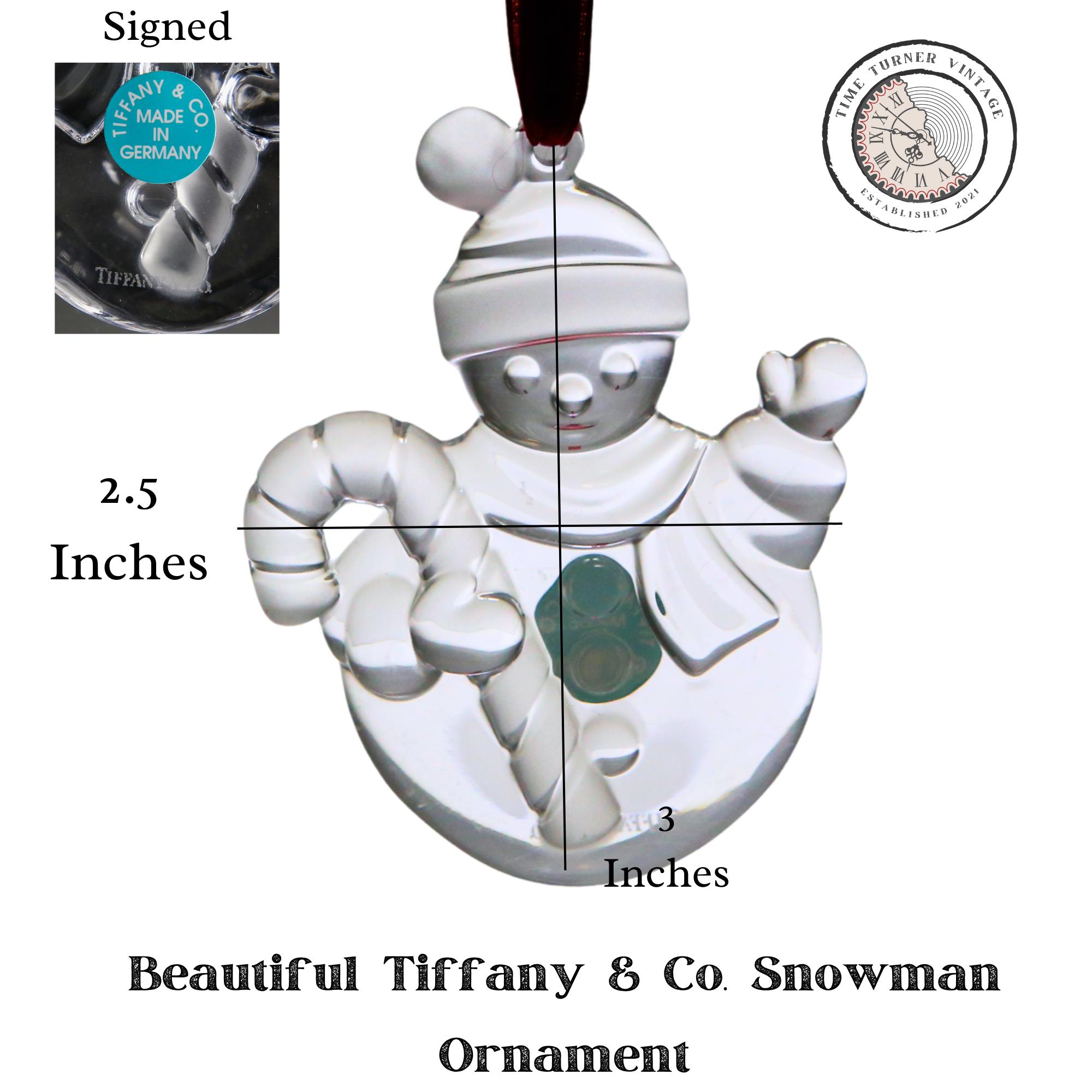 Beautiful Tiffany & Co. Crystal Snowman Ornament in Original Beautiful Tiffany & Co. Crystal Snowman Ornament in Original