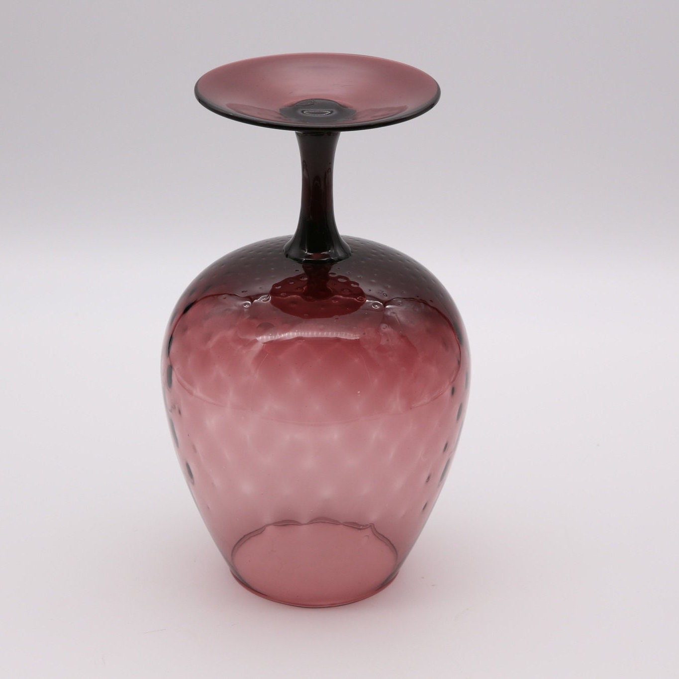 MCM Italian Empoli Glass Amethyst Purple Optic Vase - Etsy Vintage Empoli Amethyst Purple Glass Vase MCM Diamond Optic Long Stemmed 13” display picture 1