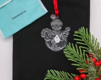 Beautiful Tiffany & Co. Crystal Snowman Ornament in Original Beautiful Tiffany & Co. Crystal Snowman Ornament in Original