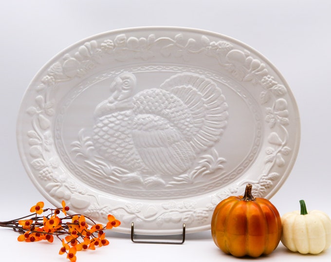 Vintage Gibson Ceramics Cream Turkey Platter Ivory Serving Etsy