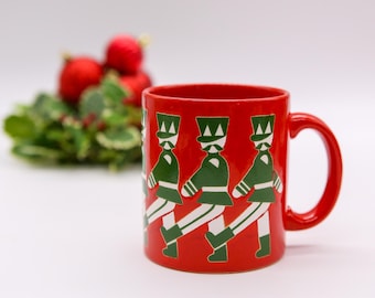 Vintage Waechtersbach Red Marching Toy Soldiers Mug | Holiday Coffee Cup | Iconic German Stoneware | Retro Xmas Kitchen Decor