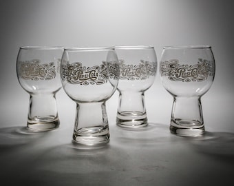 Vintage Pepsi Cola Soda Float Glasses | 1970s Footed Pedestal Glasses | Retro Glassware | MCM | Set of  4