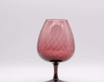 Vintage MCM Empoli Amethyst Diamond Optic Vase| Art Glass Jar| Hand Blown Brandy Snifter Style Decor | Purple Boho| Made in Italy