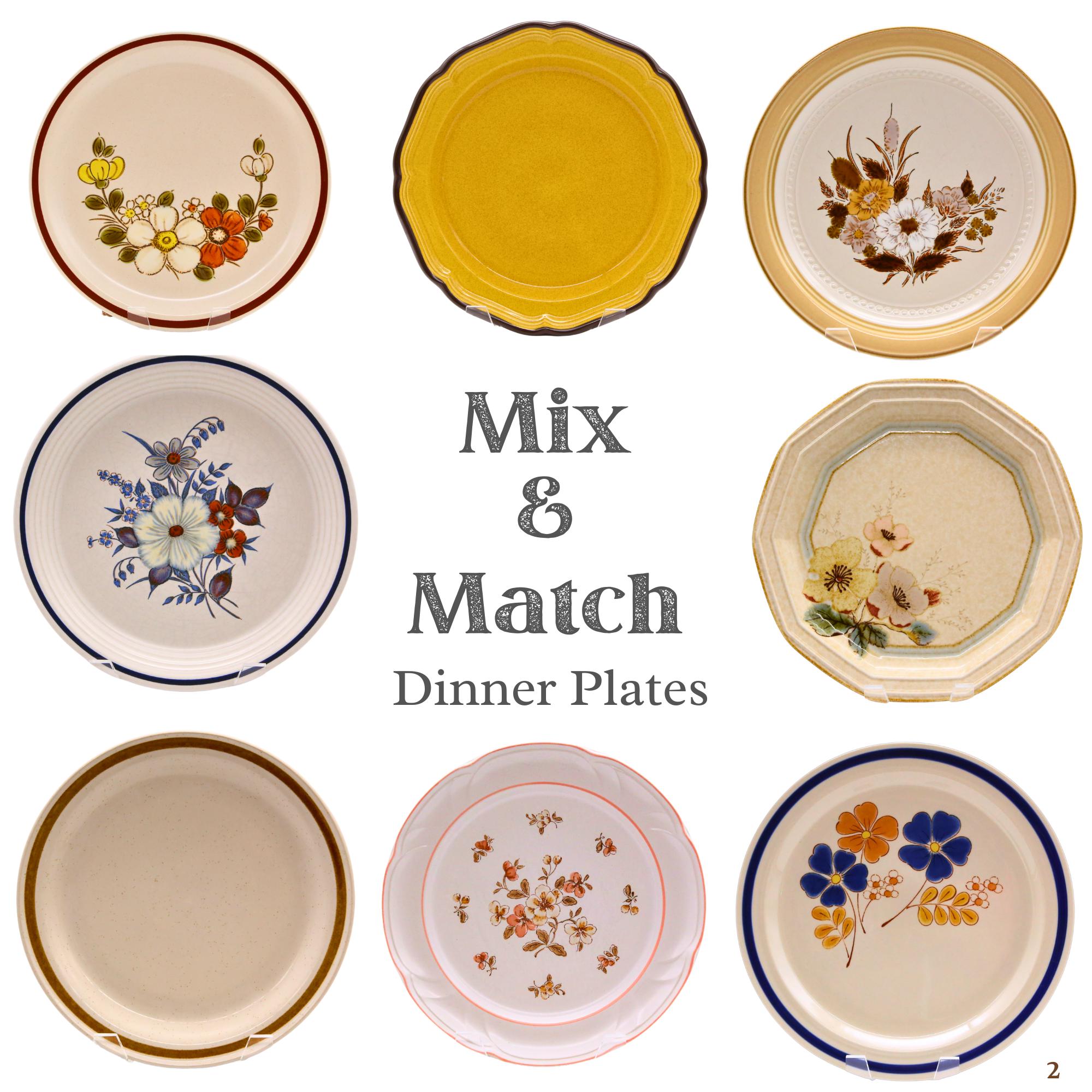 Mismatched Tableware Vintage Mix and Match Stoneware Dinner Plates | 1970's Retro Mismatched ...