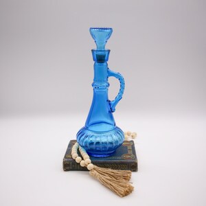 Vintage Aqua Blue 1973 Genie Bottle Jim Beam Bourbon Decanter | Colorful Mid Century Barware | Retro Blue Liquor Bottle | Unique Bar Decor