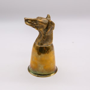 Vintage Brass Greyhound Dog Head Stirrup Cup | Hunting Goblet | Unique and Unusual Barware | Equestrian Hunt Cup| Collectible Barcart Gift