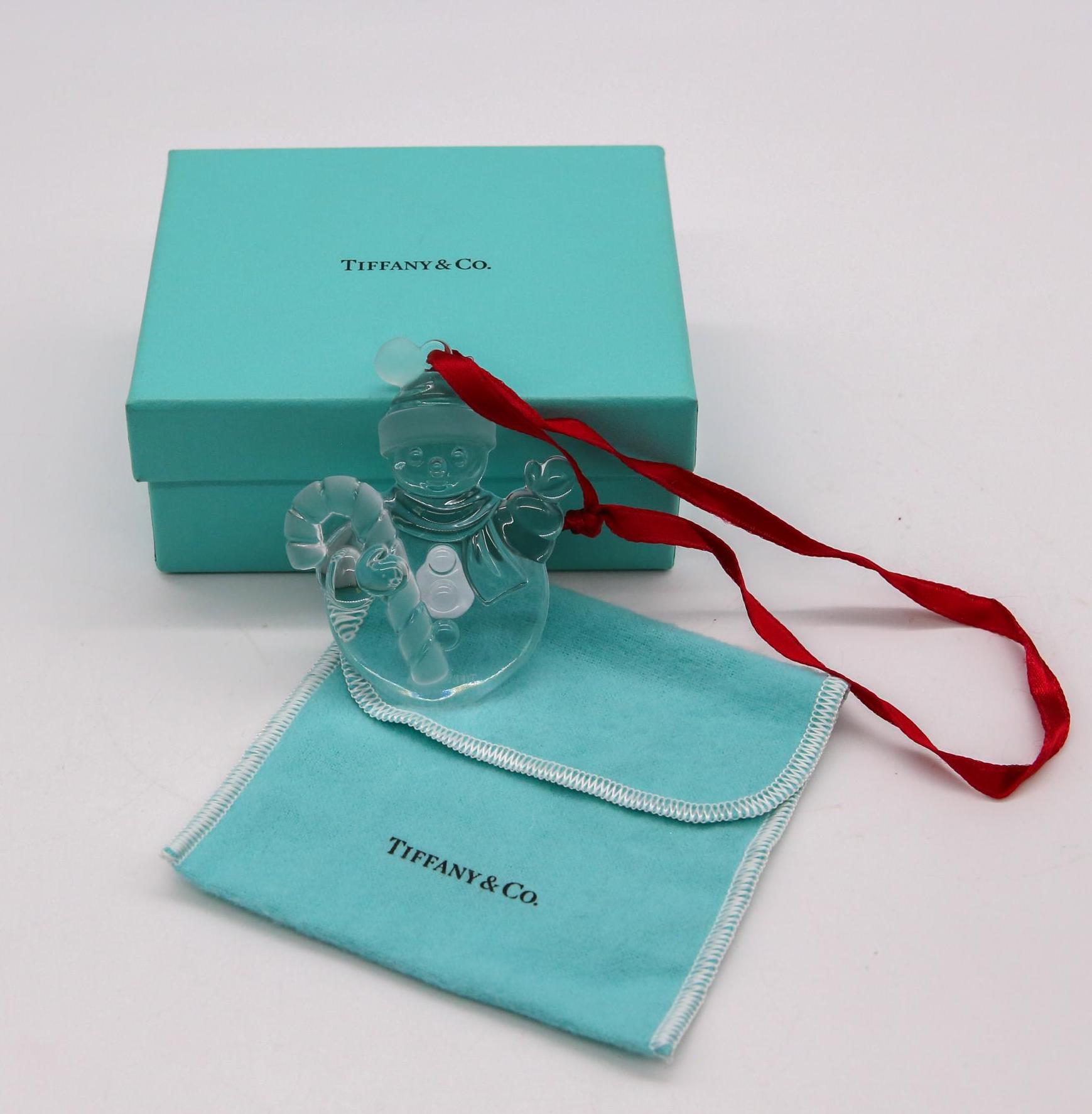 Beautiful Tiffany & Co. Crystal Snowman Ornament in Original Beautiful Tiffany & Co. Crystal Snowman Ornament in Original