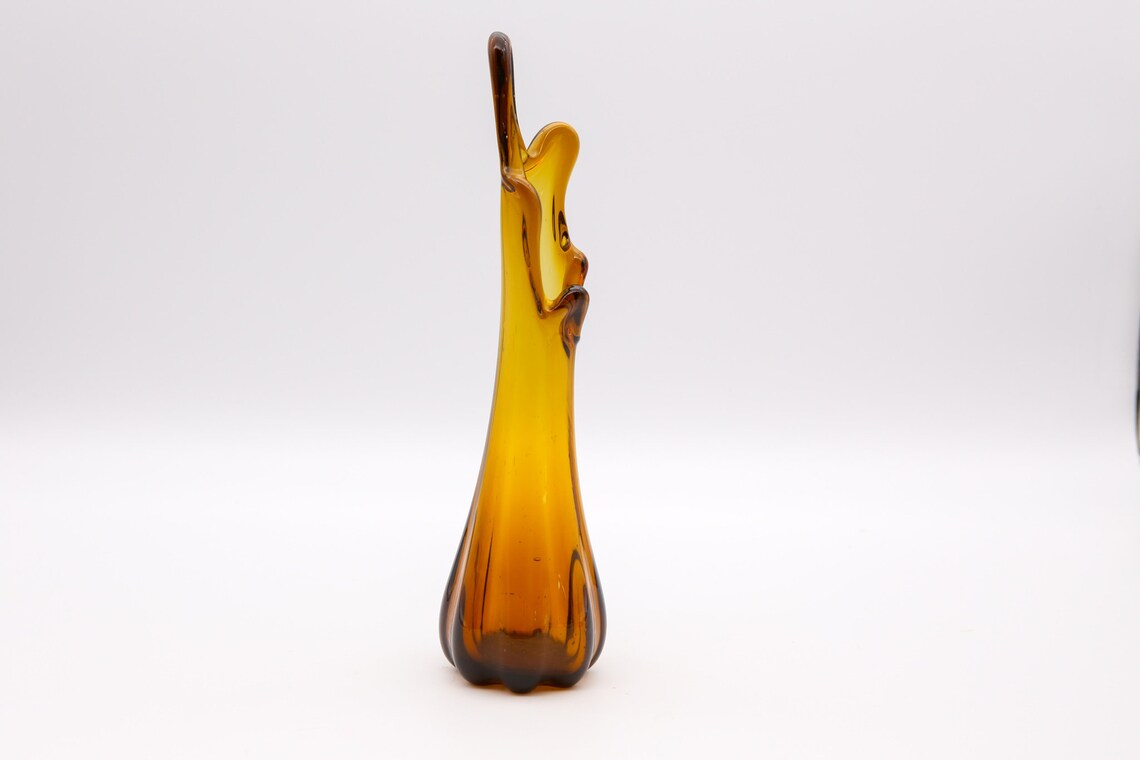 Vintage Amber Glass Swung Vase Brown Glass Vase MCM Vase Etsy