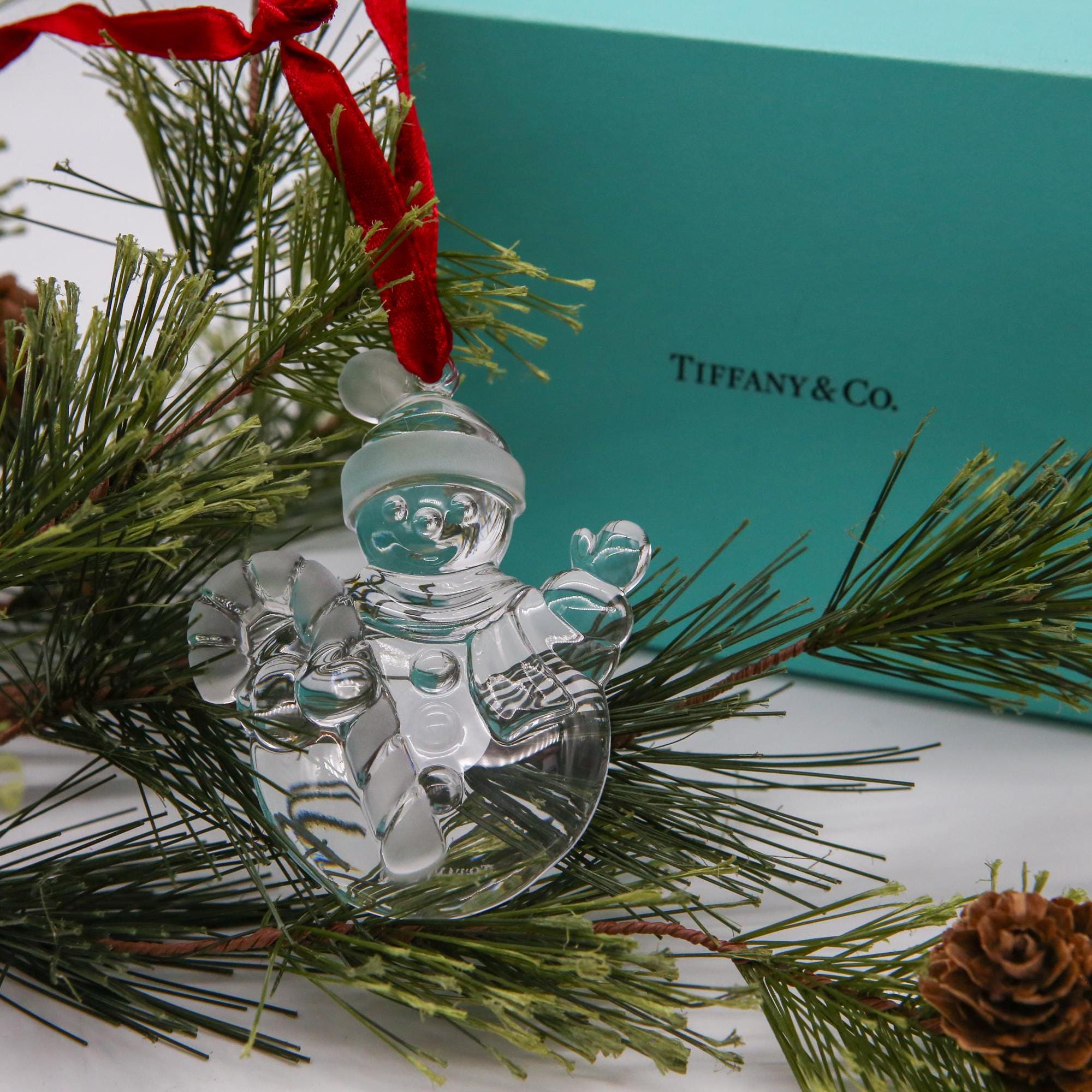 Beautiful Tiffany & Co. Crystal Snowman Ornament in Original Beautiful Tiffany & Co. Crystal Snowman Ornament in Original