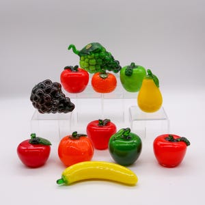 Vintage Murano Style Assorted Glass Fruits | Colorful Hand Blown Art Glass Fruit| Glass Apples Grapes Oranges Banana Pear | Fruit Decor