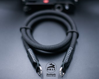 NEW DESIGN All Black Peak Design HandMade Camera Strap Custom High Quality Rope Genuine Leather Neck/Shoulder