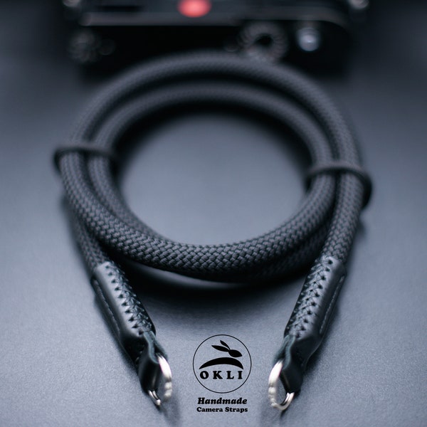 NEW DESIGN All Black Peak Design HandMade Camera Strap Custom High Quality Rope Genuine Leather Neck/Shoulder