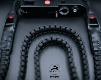 PREMIUM Paracord Braided All Black Peak Design HandMade Leather Camera Strap Quick Release